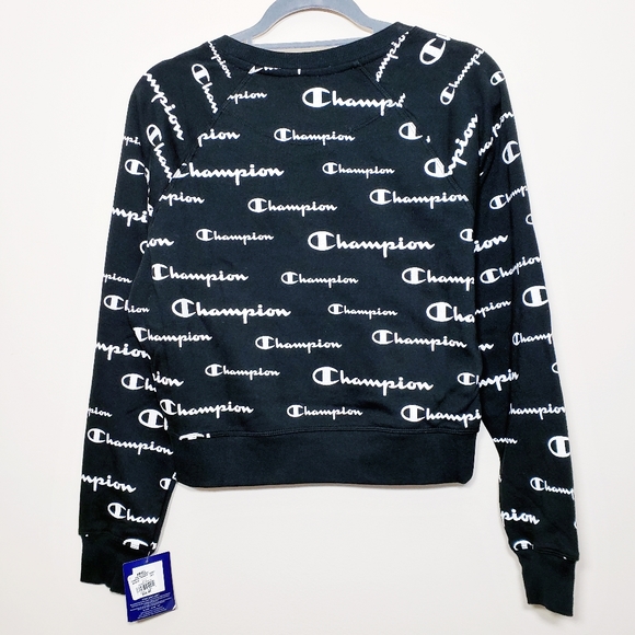 Champion Black French Terry Crew Neck Sweatshirt - Picture 4 of 8